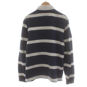 POLO RALPH LAUREN CUSTOM SLIM FIT ラガーシャツ ポロシャツ ボーダー ロゴ 裏起毛 長袖 XL 紺 ネイビー 白 ホワイト