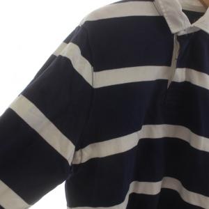 POLO RALPH LAUREN CUSTOM SLIM FIT ラガーシャツ ポロシャツ ボーダー ロゴ 裏起毛 長袖 XL 紺 ネイビー 白 ホワイト