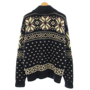 POLO RALPH LAUREN 90s ヴィンテージ ノルディックダッフルニットカーディガン 長袖 木製トグル ウール XL 紺 ネイビー 白 ホワイト 赤