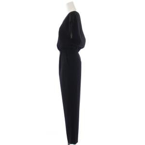 DRESSTERIOR オールインワン  サロペット スラックスパンツ タック フレンチスリーブ 半袖 Vネック ウエストゴム 36 S 黒 ブラック