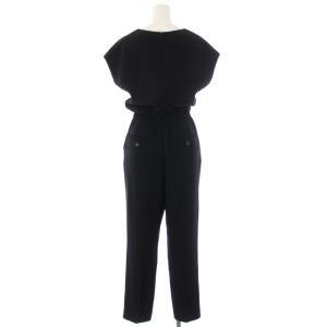 DRESSTERIOR オールインワン  サロペット スラックスパンツ タック フレンチスリーブ 半袖 Vネック ウエストゴム 36 S 黒 ブラック