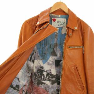 Seveskig GOAT SKIN S-RIDERS JACKET ライダース ジャケット ゴートレザー 山羊革 アウター 裏地総柄 S 茶