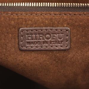 HIROFU レザー トートバッグ ロゴ 型押し ハンドバッグ イタリア製 茶 ブラウン