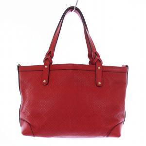 GUCCI ディアマンテ トートバッグ ハンドバッグ コーティングキャンバス カーフレザー レッド 269878