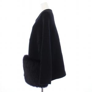 Drawer ウールカシミヤミラノ編み フォックスファーカーディガン ニット ブラック 6515-199-0494