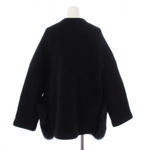 Drawer ウールカシミヤミラノ編み フォックスファーカーディガン ニット ブラック 6515-199-0494