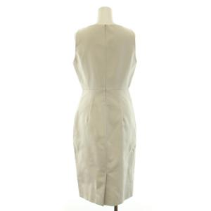 PAULE KA タイトワンピース ひざ丈 ノースリーブ キーネック ウエストリボン スリット 38 M グレー