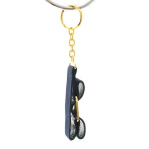 Salvatore Ferragamo キーホルダー キーリング ヴァラ リボン キャンバス 紺 ネイビー ゴールド