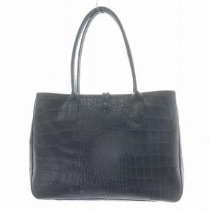 Longchamp トートバッグ ハンドバッグ ショルダーバッグ レザー クロコ型押し 青 ブルー