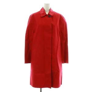 MACKINTOSH ステンカラーコート スプリングコート ロング シングル ゴム引き 裏地チェック 34 XS 赤 レッド