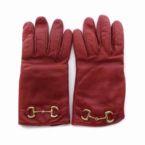 GUCCI ホースビット グローブ 手袋 ラムレザー 羊革 7 1/2 M ボルドー 赤 603635