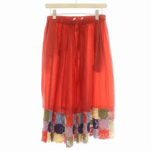 COMME des GARCONS COMME des GARCONS AD2005 コムコム スカート ロング 薄手 ニットパッチワーク M 赤 レッド