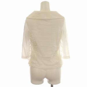 COMME des GARCONS シースルー カットソー レース 七分袖 シャツ 丸襟 ブラウス S 白 グレー