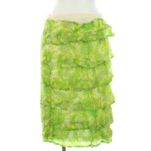 Tao AD2015 ラップスカート ひざ丈 ペイズリー ティアード フレア S 黄緑 グリーン TQ-S011
