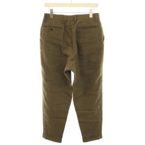 COMOLI ウールリネン2タックパンツ スラックス ジップフライ ウール 麻混 リネン混 1 S 茶 ブラウン