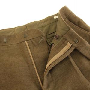 COMOLI ウールリネン2タックパンツ スラックス ジップフライ ウール 麻混 リネン混 1 S 茶 ブラウン