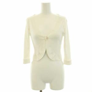 カーディガン リブ ショート丈 七分袖 38 M 白 ホワイト MK-818351