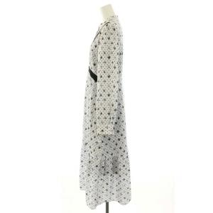 Diagram GRACE CONTINENTAL 23SS グラデーションドットワンピース ロング バンドカラー 長袖 インナーワンピース 36 S 白 ホワイト 黒 ブラック