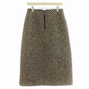 ADORE 21AW ビックヘリンボーンスカート ウール スカート ロング 36 S 黒 ブラック