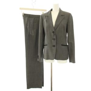 スーツ セットアップ 上下 ツイードテーラードジャケット 3B ノーベント パンツ スラックス 白タグ ウール 38 S 黒