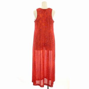 KENZO ヴィンテージ ワンピース シースルー ノースリーブ ロング ドット柄 赤 レッド