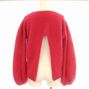 MYLAN カシミヤ ニット パフスリーブ 長袖 セーター ファー バックスリット F ピンク