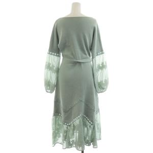 GRACE CONTINENTAL 21SS スターレースニットワンピース ミモレ ロング 長袖 36 S ライトグリーン 0121133142