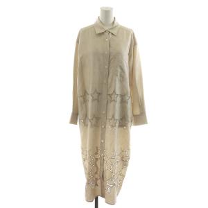 Diagram GRACE CONTINENTAL 21SS スター刺繍シャツワンピース ミモレ ロング 長袖 星 36 S ベージュ 0321131073