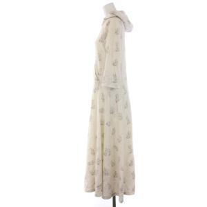 franche lippée black ワンピース 七分袖 ロング フード 猫柄 M ベージュ グレー 9711430