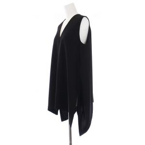 ENFOLD 19AW アシンメトリー ノースリーブカットソー Vネック 38 M 黒 ブラック