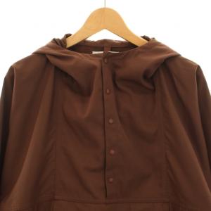 YAECA アノラックパーカー プルオーバー 長袖 フード ハーフボタン S 茶 ブラウン