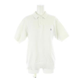 ポロシャツ カットソー ロゴ ワンポイント 半袖 L 白 ホワイト