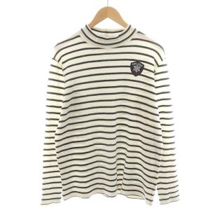 GOLF 22AW 吸湿発熱 グランサーモボーダー カットソー ニット 長袖 ゴルフウェア LL 白 ホワイト 紺 ネイビー