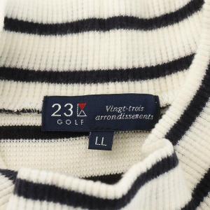 23区 GOLF 22AW 吸湿発熱 グランサーモボーダー カットソー ニット 長袖 ゴルフウェア LL 白 ホワイト 紺 ネイビー