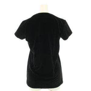 MADISONBLUE 20AW カットソー ブラウス Vネック 半袖 ベロア 01 S 黒 ブラック