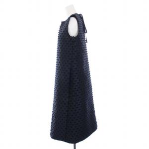 Drawer ジャカード バックリボン ドレス 36 ネイビー