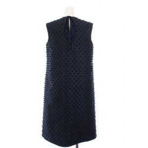 Drawer ジャカード バックリボン ドレス 36 ネイビー