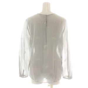 mina perhonen ちょうちょ choucho ブラウス 長袖 総柄 刺繍 蝶々 シアー シースルー 38 M グレー 白 ホワイト wa1935