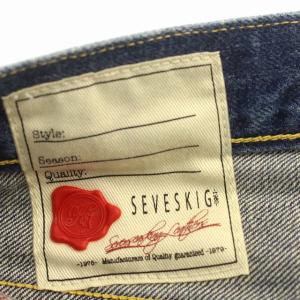 Seveskig デニムパンツ ダメージ加工 赤耳 M 青 ブルー