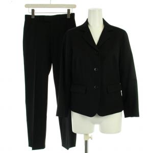シングルスーツ セットアップ 上下 ジャケット 総裏地 テーパードパンツ スラックス ジップフライ ウール 36 S 黒 ブラック