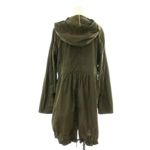 MAX&CO. スプリングコート ロング ジップアップ シングル ギャザー フード 42 L カーキ
