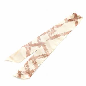 HERMES ツイリー スカーフ リボン柄 シルク 絹 ベージュ ピンク