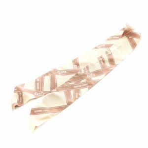 HERMES ツイリー スカーフ リボン柄 シルク 絹 ベージュ ピンク