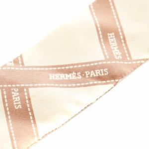 HERMES ツイリー スカーフ リボン柄 シルク 絹 ベージュ ピンク
