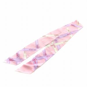 HERMES ツイリー スカーフ リボン柄 シルク ピンク 紫 パープル