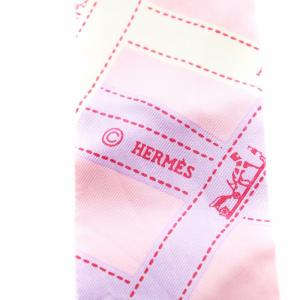 HERMES ツイリー スカーフ リボン柄 シルク ピンク 紫 パープル