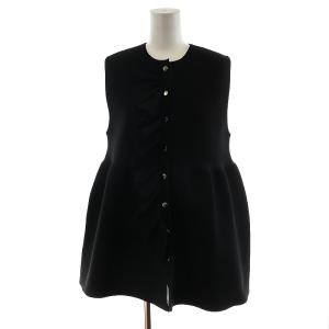 フリルニットベスト 前開き 黒 ブラック 1518-106-1575