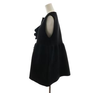 UNITED ARROWS フリルニットベスト 前開き 黒 ブラック 1518-106-1575