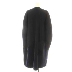 ENFOLD 22AW ノーカラーコート NO-COLLAR COAT ロング ウール 36 S 紺