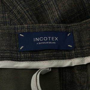 INCOTEX パンツ スラックス ジッパーフライ ウール チェック柄 42 XS 茶 ブラウン